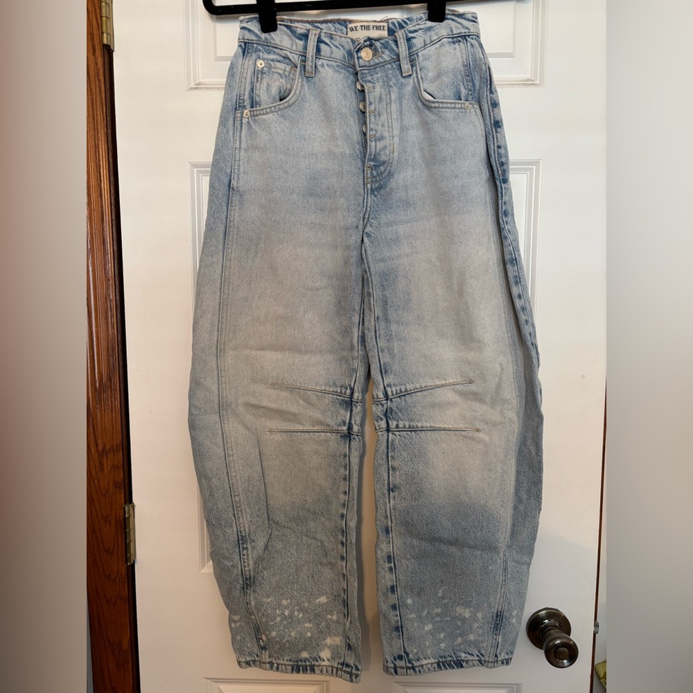 Free People We The Free Good Luck Mid-Rise Barrel Jeans